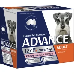 Dogs*Advance Casserole With Salmon Adult Trays Wet Dog Food 100g x 12 - Pet Home | The Perfect Pet Supplies Shopping Experience
