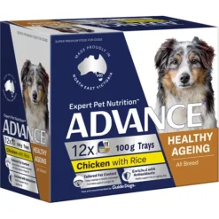 Dogs*Advance Healthy Ageing Chicken With Rice Adult Trays Wet Dog Food 100g x 12 - Pet Home | The Perfect Pet Supplies Shopping Experience