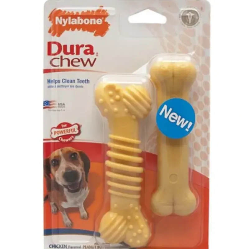 Pet Toys|Nylabone DuraChew Twin Pack Textured Bone & Peanut Butter Bone Wolf - Pet Home | The Perfect Pet Supplies Shopping Experience