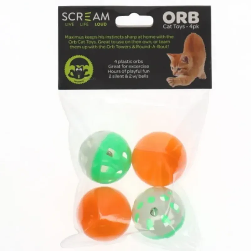 Pet Toys*Scream Orb Cat Toys 4Pk (4Cm Orbs) - Pet Home | The Perfect Pet Supplies Shopping Experience