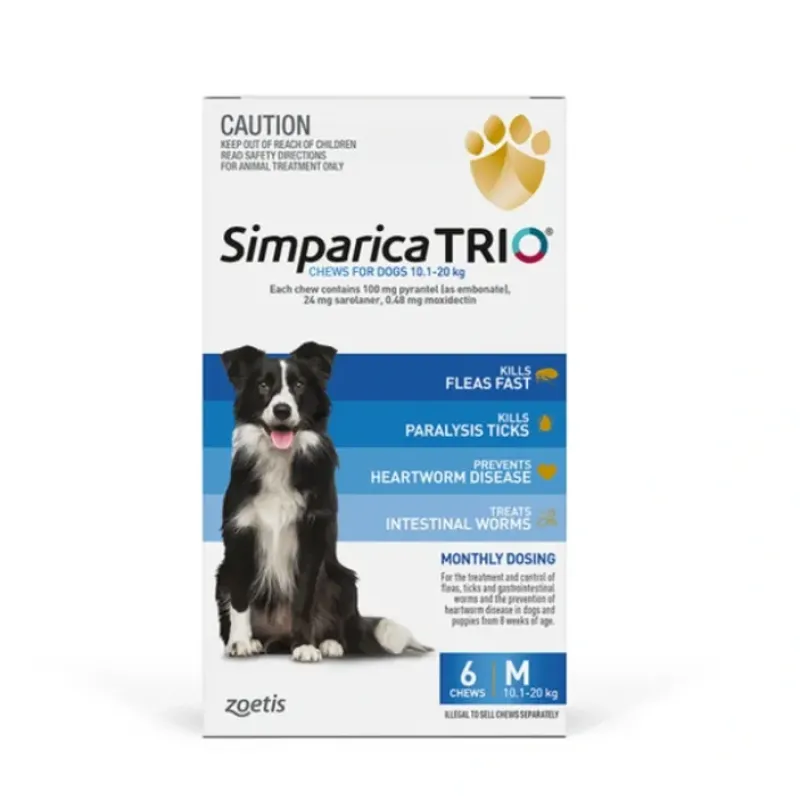 Pet Toys*#SPECIAL# Simparica Trio 8 pack for dogs 10.1-20kg - Flea, Tick,Worm ( 6 pk plus 2 single dose pack) - Pet Home | The Perfect Pet Supplies Shopping Experience