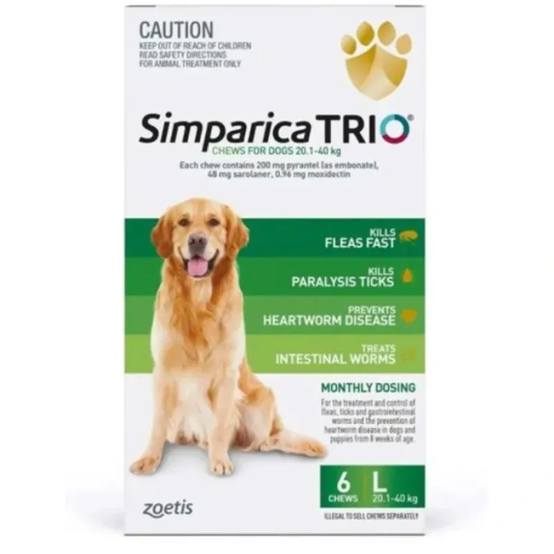 Pet Toys*#SPECIAL# Simparica Trio 8 pack for dogs 20.1-40kg - Flea, Tick, worm (6 Pck plus 2 Single dose pks) - Pet Home | The Perfect Pet Supplies Shopping Experience
